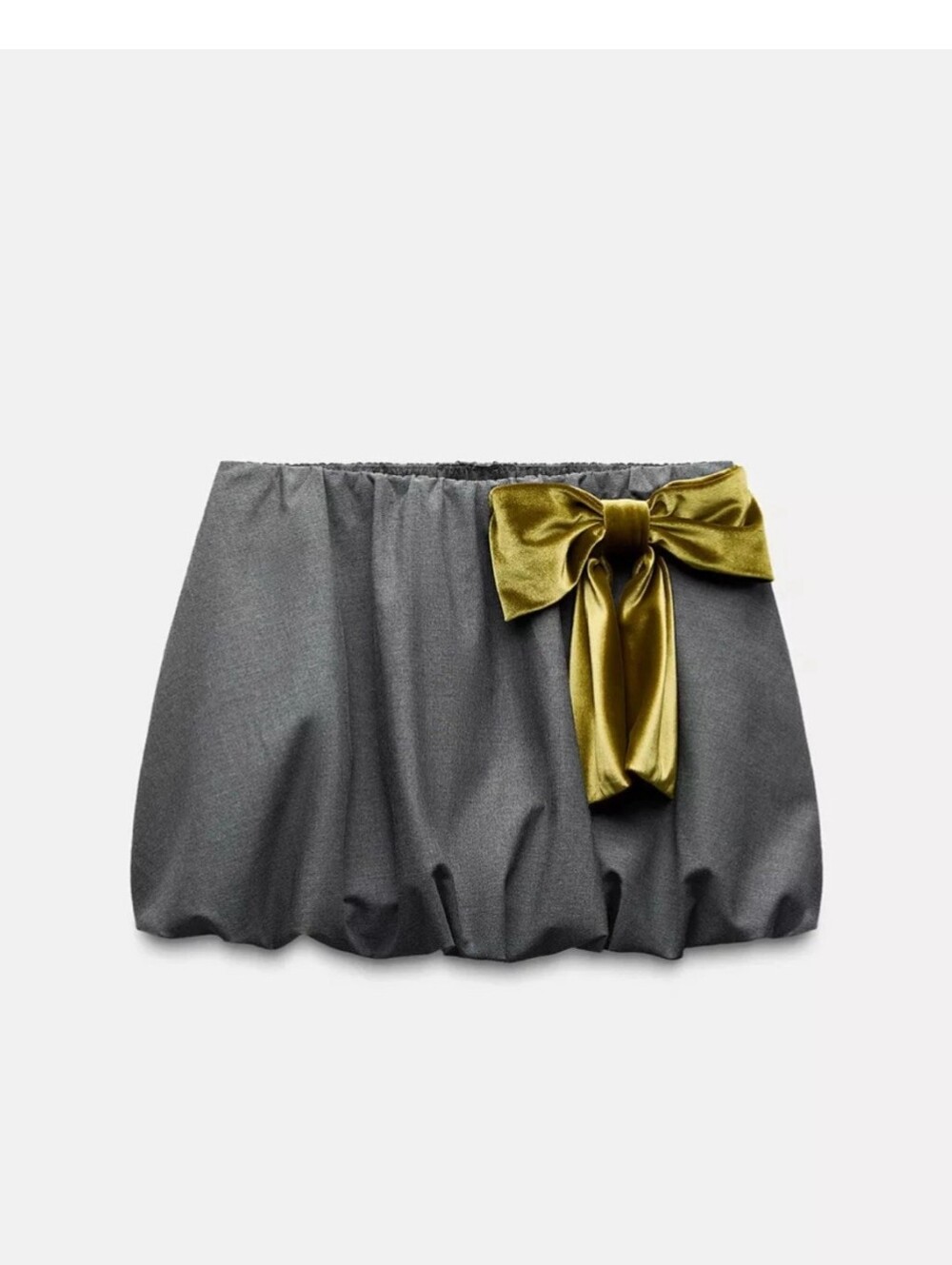 Zara Bow Balloon Bubble Mini Skirt Grey With Bow Women's S